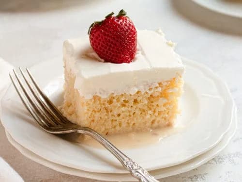Tres Leches cake slice from Los Portales bakery